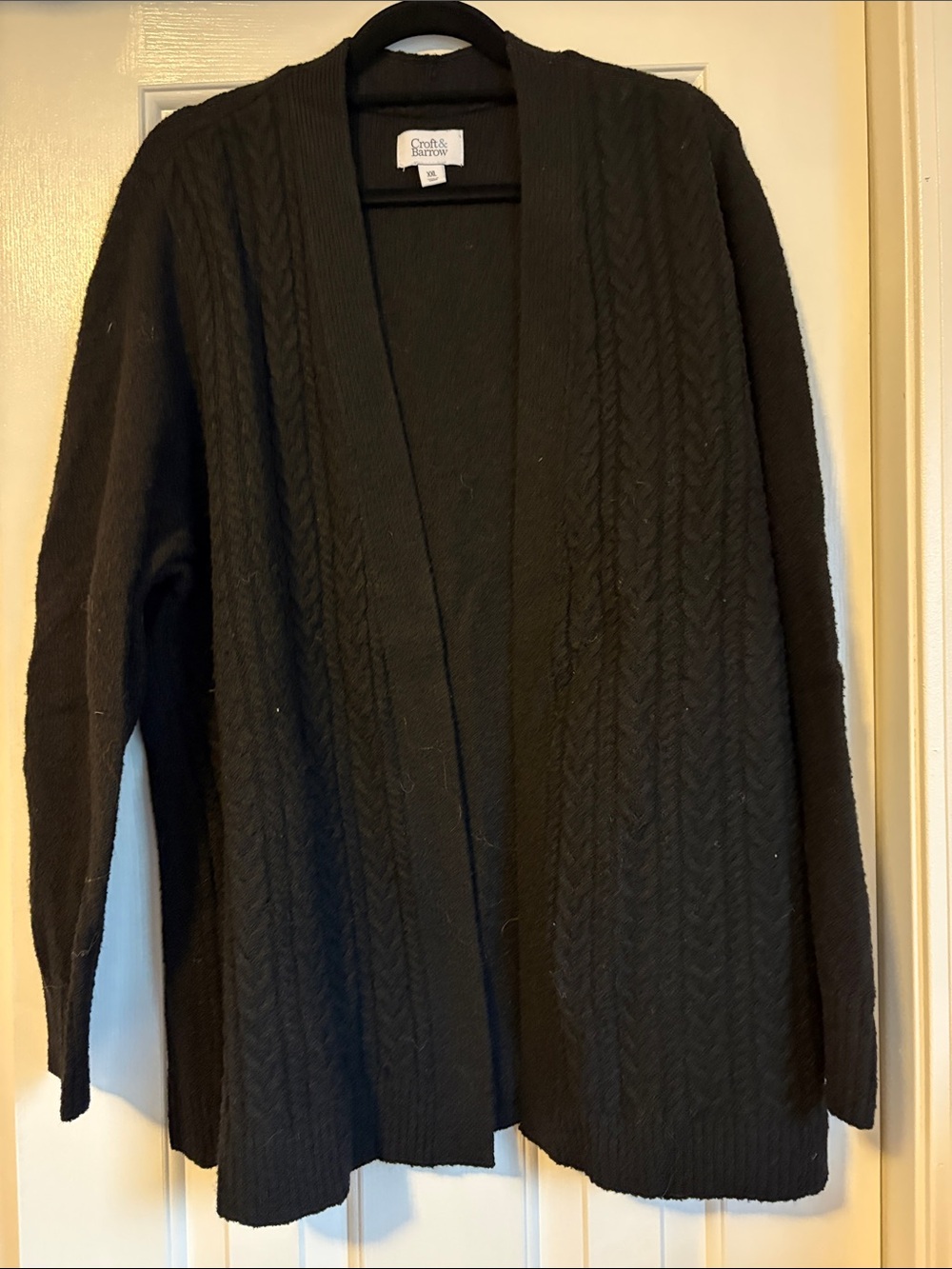 croft & barrow Black Open-Front Cable Cardigan